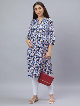 Mamma's Maternity - Multi-Color Rayon A-Line Printed Maternity Kurti