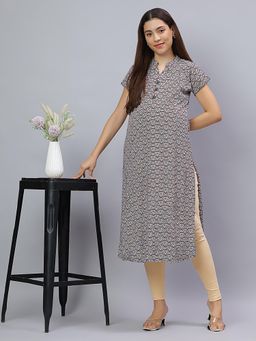 Mamma's Maternity - Purple Rayon A-Line Geometric Maternity Kurti