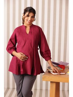 Ikk Kudi By Seerat - Magenta Cotton Comfortable Solid Maternity Top