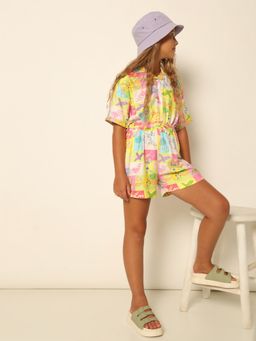 VERO MODA - Girls Printed Thigh Length Multi-Color Playsuit