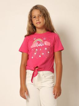 VERO MODA - Girls Applique Cotton Pink T-Shirt