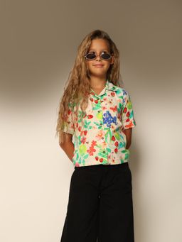 VERO MODA - Girls Printed Cotton Multi-Color Shirt