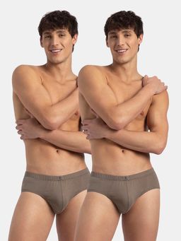 Jockey - 8035 Men Super Combed Cotton Solid Brief - Dark Khaki (Pack of 2)