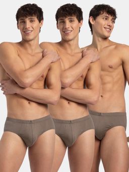 Jockey - 8035 Men Super Combed Cotton Solid Brief - Dark Khaki (Pack of 3)