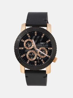 Darren Clark - Men Quartz Black Dial Multi-Function Leather Watch 1011F-L0304