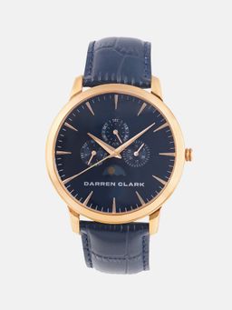 Darren Clark - Men Quartz Blue Dial Multi-Function Leather Watch 1012F-L0305