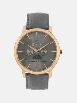 Darren Clark - Men Quartz Grey Dial Multi-Function Leather Watch 1012F-L0815