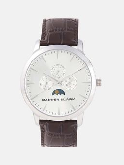 Darren Clark - Men Quartz White Dial Multi-Function Leather Watch 1012H-L0103
