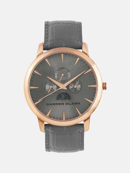 Darren Clark - Men Quartz Grey Dial Multi-Function Leather Watch 1012I-L0315