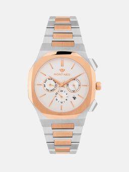 Mont Neo - Men Quartz White Dial Multi-Function Metal Watch 1054M-M1303