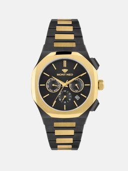 Mont Neo - Men Quartz Black Dial Multi-Function Metal Watch 1054M-M4204