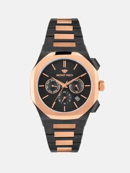 Mont Neo - Men Quartz Black Dial Multi-Function Metal Watch 1054M-M4304