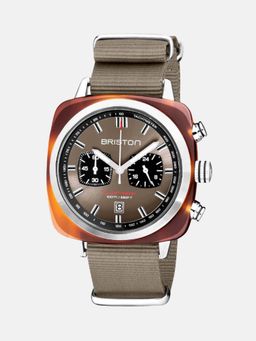 Briston - Clubmaster Sport Men Quartz Taupe Dial Chronograph Nato Watch 20142.Sa.Ts.30.Nt
