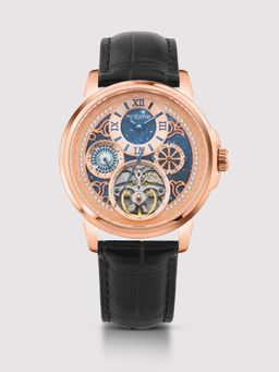 Britime - Aquatica Men Automatic Blue Dial Multi-Function Leather Watch 274-L30506