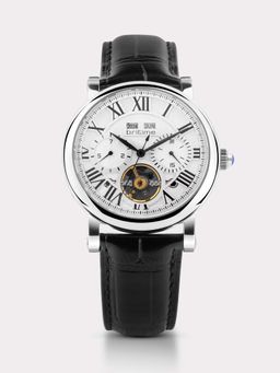 Britime - Motion Men Automatic White Dial Multi-Function Leather Watch 323-L10306