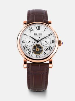 Britime - Motion Men Automatic White Dial Multi-Function Leather Watch 323-L30308