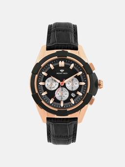 Mont Neo - Men Quartz Black Dial Multi-Function Leather Watch 3512M-L3404