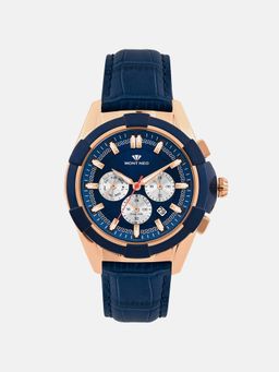 Mont Neo - Men Quartz Blue Dial Multi-Function Leather Watch 3512M-L3505