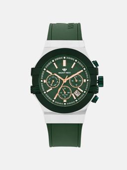 Mont Neo - Men Quartz Green Dial Multi-Function Silicone Watch 3517M-M11014