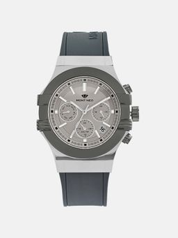 Mont Neo - Men Quartz Grey Dial Multi-Function Silicone Watch 3517M-M1715
