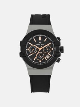 Mont Neo - Men Quartz Black Dial Multi-Function Silicone Watch 3517M-M7404