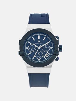 Mont Neo - Men Quartz Blue Dial Multi-Function Silicone Watch 3517M-M7505