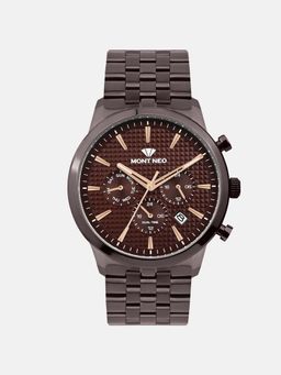 Mont Neo - Men Quartz Brown Dial Multi-Function Metal Watch 3518M-M6606