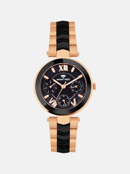 Mont Neo - Women Quartz Black Dial Multi-Function Stainless Steel Watch 4507M-M3404