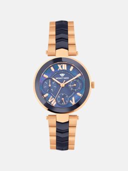 Mont Neo - Women Quartz Blue Dial Multi-Function Stainless Steel Watch 4507M-M3505