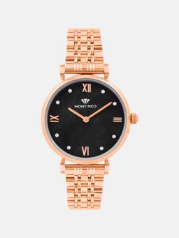 Mont Neo - Women Quartz Black Dial Analog Stainless Steel Watch 4516B-M3314