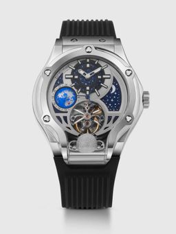 Britime - Asteroid Men Automatic Silver Dial Multi-Function Silicone Watch 777-P10306