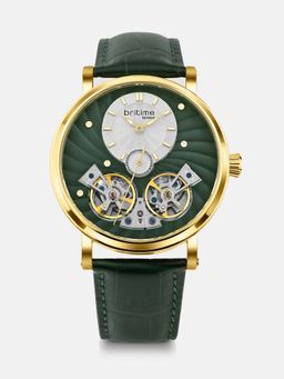 Britime - Men Automatic Green Dial Multi-Function Leather Watch 821-L21412