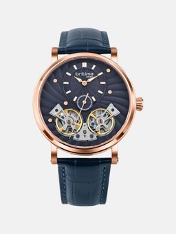 Britime - Men Automatic Rose Gold Dial Multi-Function Leather Watch 821-L30708