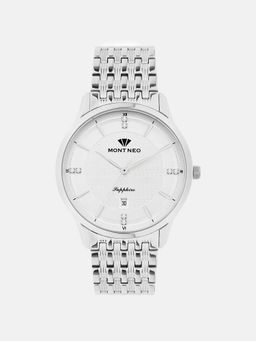 Mont Neo - Men Quartz White Dial Analog Metal Watch 8502E-M1114