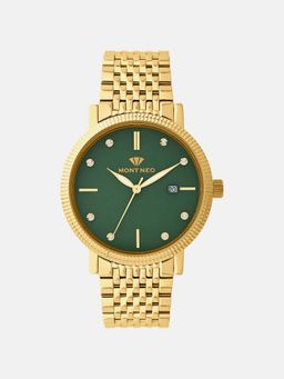 Mont Neo - Men Quartz Green Dial Analog Stainless Steel Watch 8506E-M2214