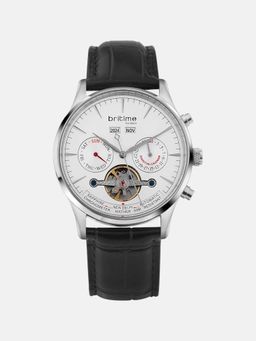 Britime - Celestial Men Automatic White Dial Chronograph Leather Watch 867-L10306