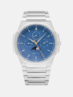 Oblik - Moonphase Men Quartz Blue Dial Watch Blade Lunar Calendar-Sl