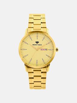 Mont Neo - Men Quartz Gold Dial Analog Metal Watch G8505D-M2209
