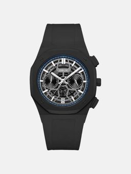 Oblik - Men Quartz Black Dial Analog Stainless Steel Watch Geome Sport Stealth-Rubber
