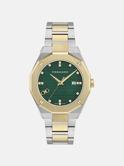 Ferragamo - Edge Diamond Men Quartz Green Dial Analog Stainless Steel Watch Sf4T00125