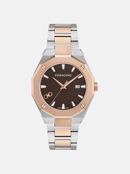Ferragamo - Edge Men Quartz Brown Dial Analog Stainless Steel Watch Sf4T00325