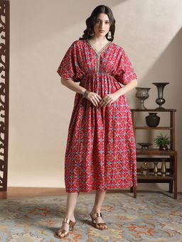 Globus - Multi-Color Half Sleeves Floral Dress