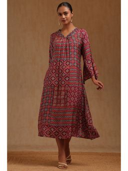 Soch - Wine Full Sleeves Printed Dress