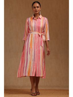 Soch - Multi-Color Three Fourth Sleeves Stripes Dress