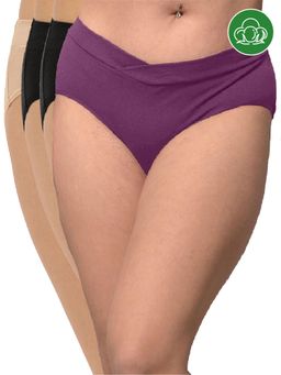 Inner Sense - Plus Size Organic Cotton V Band Panties (Pack of 4)