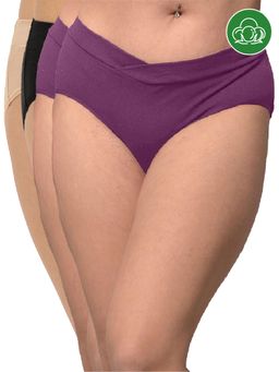 Inner Sense - Plus Size Organic Cotton V Band Panties (Pack of 4)