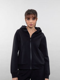 PANGOLIN - Women Black Zipper Hoodie