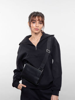 PANGOLIN - Women Black Quarter Zip Sweatshirt