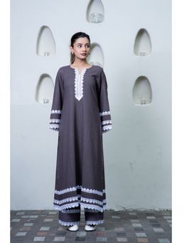 IMROZ HOUSE - Grey Pakistani Lace Kurta with Palazzo (Set of 2)