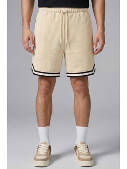 Nobero - Popcorn Textured Shorts Pure Cotton Popcorn Knit Beige Shorts